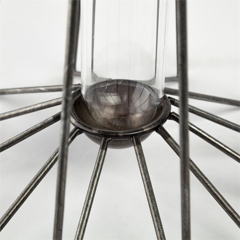 Mercana Madeline II Large Gunmetal Gray Metal Glass Test Tube Vase