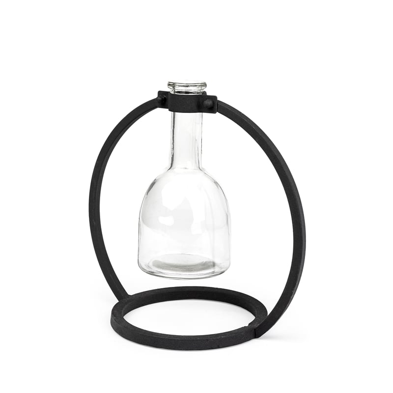 Mercana Monica I Short Black Metal Glass Bottle Vase