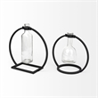 Mercana Monica I Short Black Metal Glass Bottle Vase