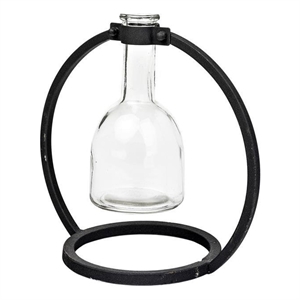Mercana Monica I Short Black Metal Glass Bottle Vase