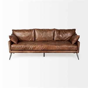 Mercana Cochrane II 82&quot Dark Brown Leather Three Seater Sofa