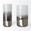 Mercana Baltic I Tall White Brushed Silver Metal Bottom Glass Vase