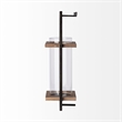 Mercana Milton black metal with brown wood rustic wall mounted candle holder