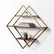 Mercana Neil I Diamond Shape Wall Mounted Metal Frame Wall Shelves in Brown