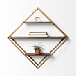 Mercana Neil I Diamond Shape Wall Mounted Metal Frame Wall Shelves in Brown