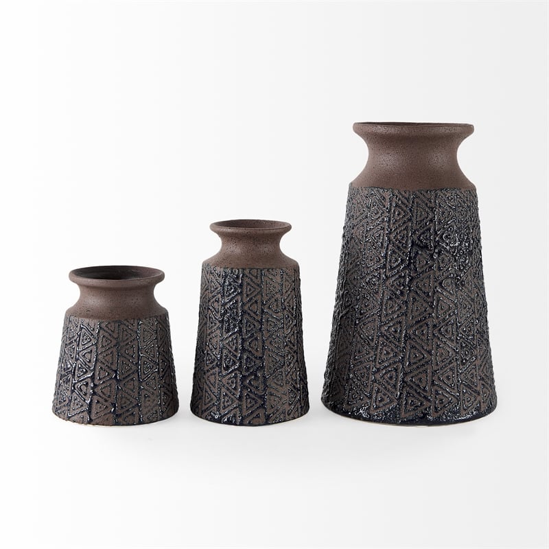 Mercana Sefina III Large Brown/Black Patterned Ceramic Vase