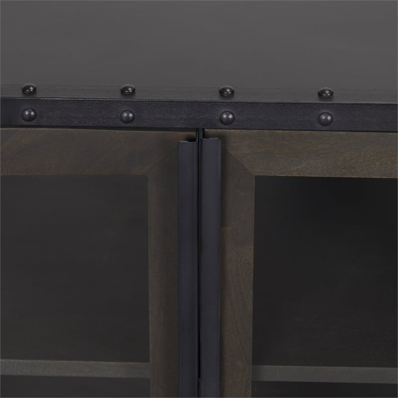 Mercana Gehry I 62.3x16.5 Black Metal w/Wood 4 Cabinet Door 2 Drawer Sideboard