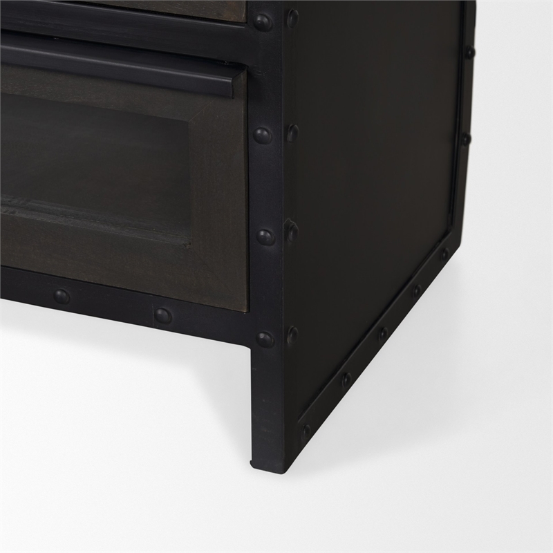 Mercana Gehry I 62.3x16.5 Black Metal w/Wood 4 Cabinet Door 2 Drawer Sideboard