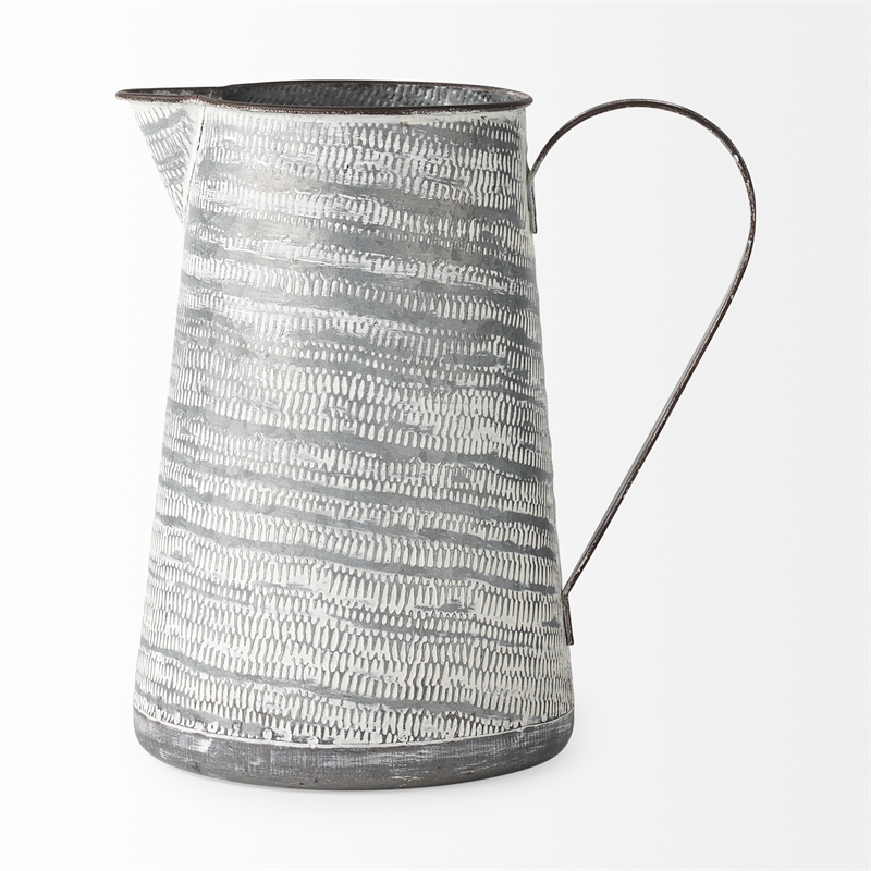 Mercana Serena II Large Gray/White Textured Metal Jug