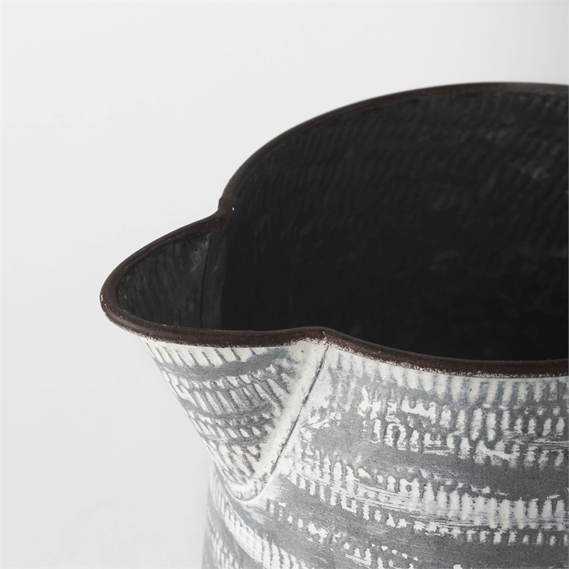 Mercana Serena II Large Gray/White Textured Metal Jug