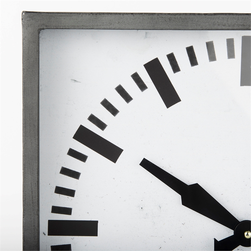 Mercana Furniture Felix Gray Metal Square Industrial Table Clock