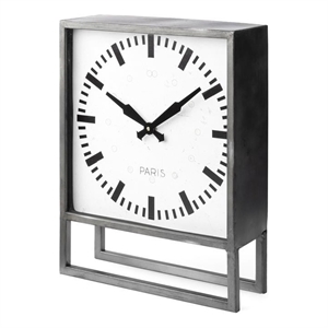 mercana furniture felix gray metal square industrial table clock