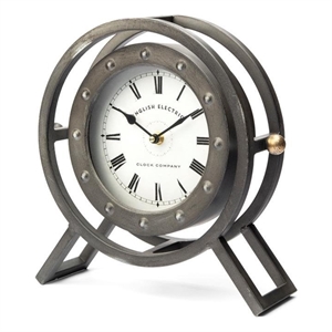 mercana furniture gaston gray metal circular table clock