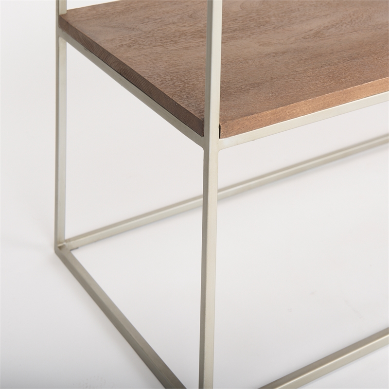 Mercana  Morris I 63x15 Brown Wood and Silver Metal Frame Two Drawer Sideboard