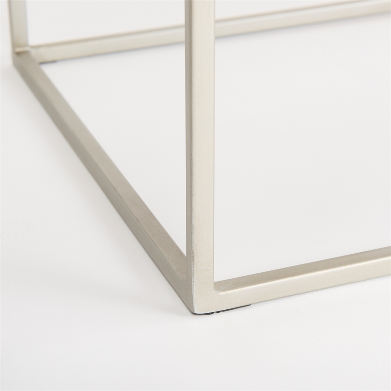 Mercana  Morris I 63x15 Brown Wood and Silver Metal Frame Two Drawer Sideboard