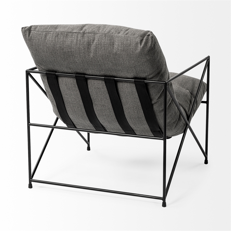 Mercana Leonidas Gray Fabric Wrap Black Metal Frame Accent Chair