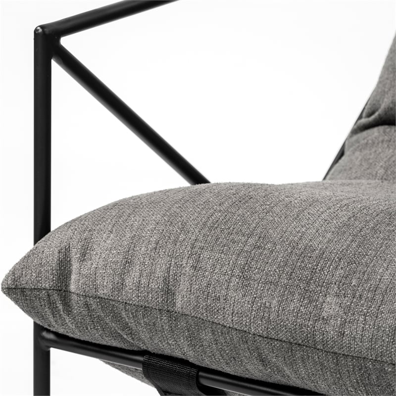 Mercana Leonidas Gray Fabric Wrap Black Metal Frame Accent Chair