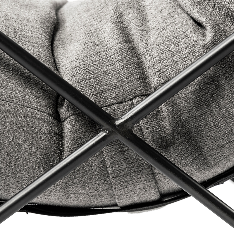 Mercana Leonidas Gray Fabric Wrap Black Metal Frame Accent Chair