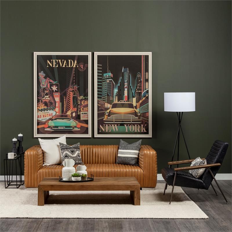 Mercana Grosjean Black Leather Wrap Metal Frame Accent Chair