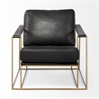 Mercana Watson Black Leather Wrap Gold Metal Frame Accent Chair