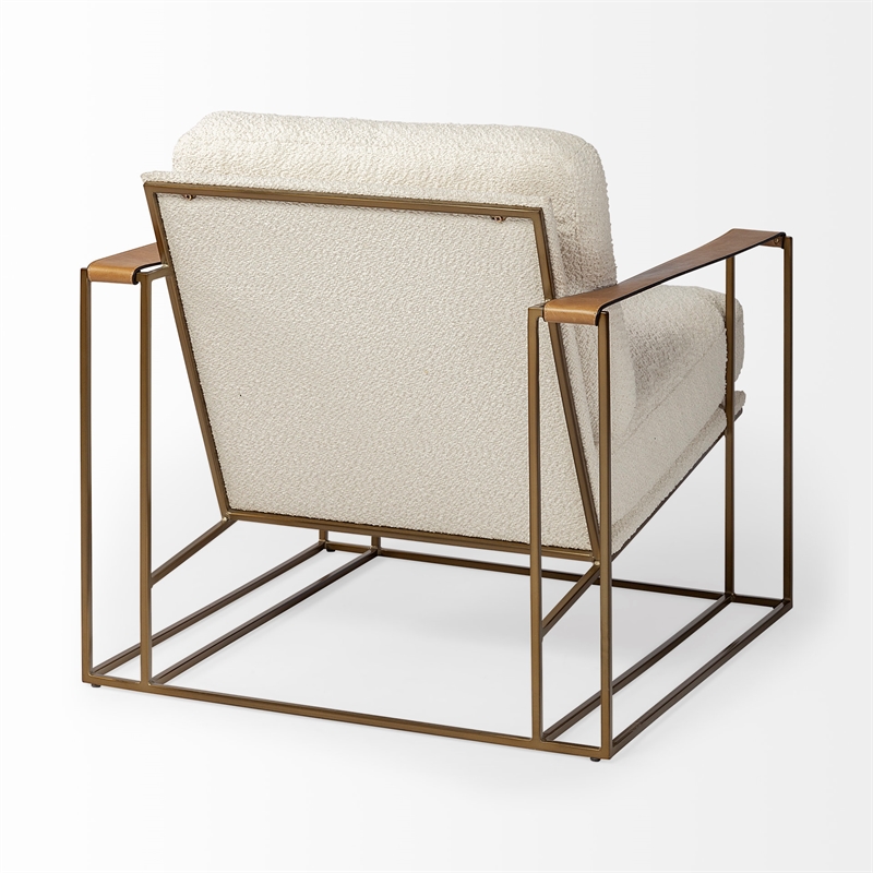 Mercana Watson Cream Fabric Wrap Gold Metal Frame Accent Chair