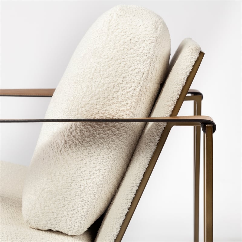 Mercana Watson Cream Fabric Wrap Gold Metal Frame Accent Chair