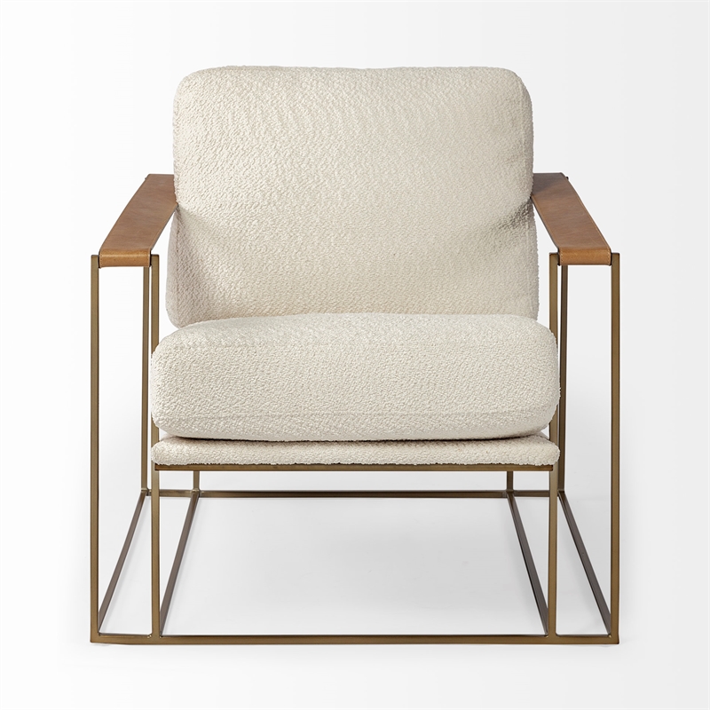 Mercana Watson Cream Fabric Wrap Gold Metal Frame Accent Chair