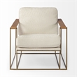 Mercana Watson Cream Fabric Wrap Gold Metal Frame Accent Chair