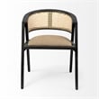 Mercana Tabitha I Black Wood Frame Gray/Tan toned Linen Wrap Seat Dining Chair
