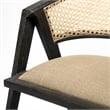 Mercana Tabitha I Black Wood Frame Gray/Tan toned Linen Wrap Seat Dining Chair