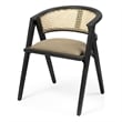 Mercana Tabitha I Black Wood Frame Gray/Tan toned Linen Wrap Seat Dining Chair