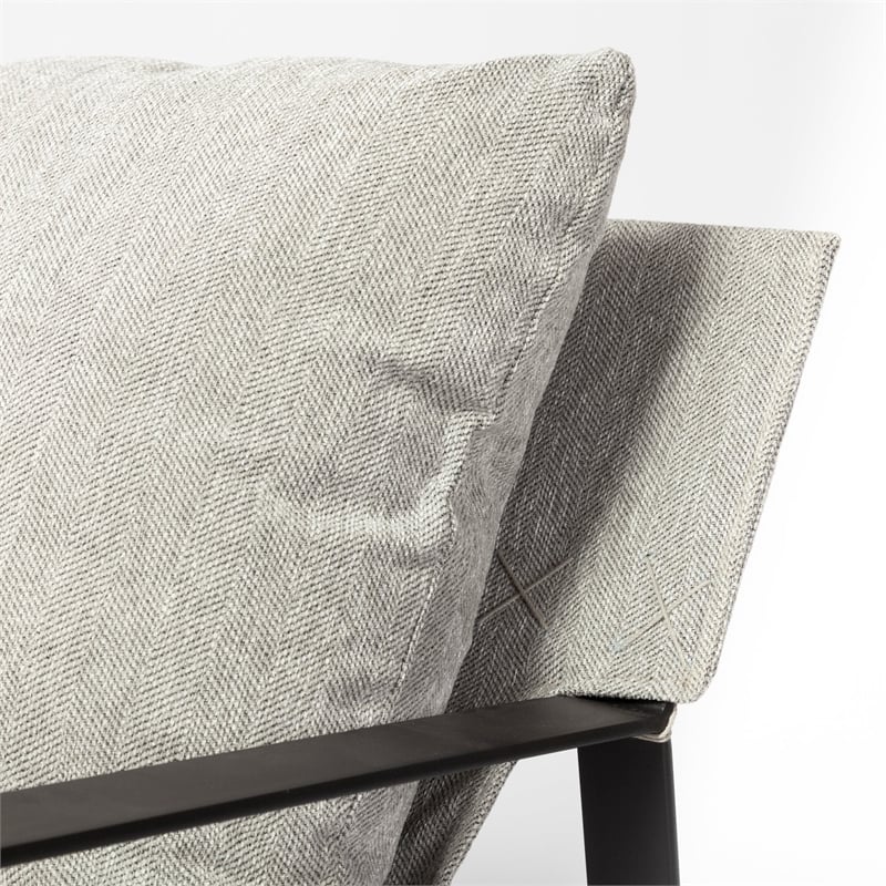 Mercana Guilia I Fabric Lounge Chair with Black Metal Base in Frost Gray