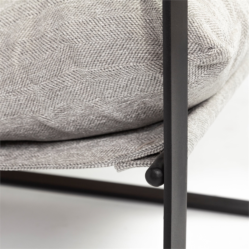 Mercana Guilia I Fabric Lounge Chair with Black Metal Base in Frost Gray