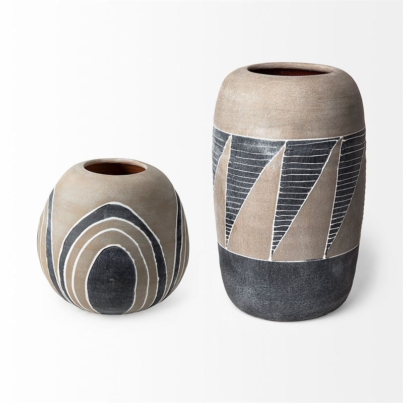 Mercana Furniture Ceramic Vase in Cove Grey/Brown