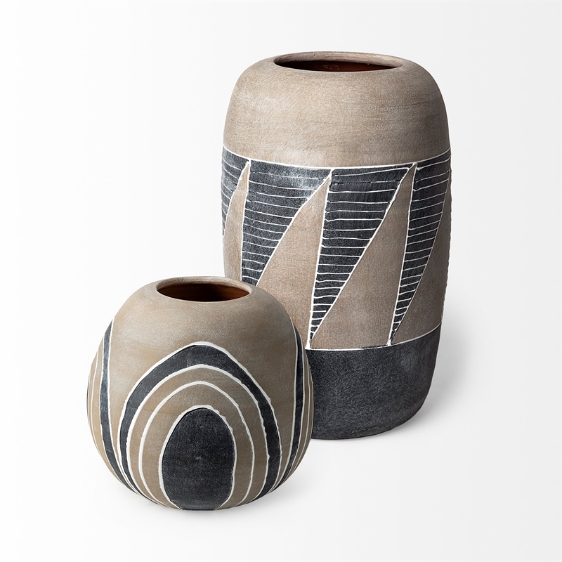 Mercana Furniture Ceramic Vase in Cove Grey/Brown