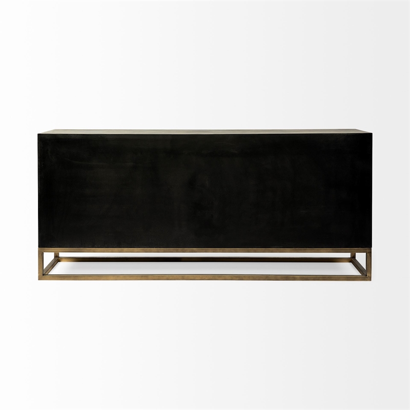 Mercana Genevieve II Solid Wood with Metal Base Sideboard in Brown and Gold