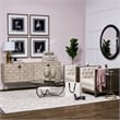 Mercana Excelsior Solid Wood Gold Metal Base 4 Cabinet Door Sideboard