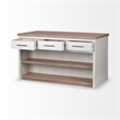 Mercana Fairview II Solid Wood Kitchen Island in White and Brown