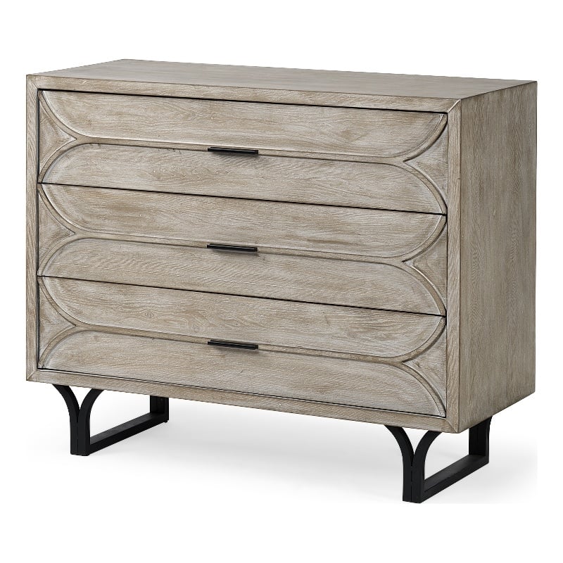 Mercana Giselle I Wood 3 Drawer Accent Cabinet in Light Brown