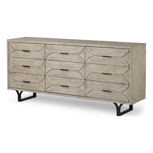 Mercana Giselle II Wood 9 Drawer Sideboard in Black and Brown