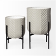 Mercana Mabel Metal Plant Stands in Eggshell White (Set of 2)