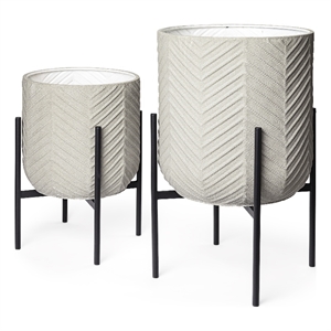Mercana Mabel Metal Plant Stands in Eggshell White (Set of 2)