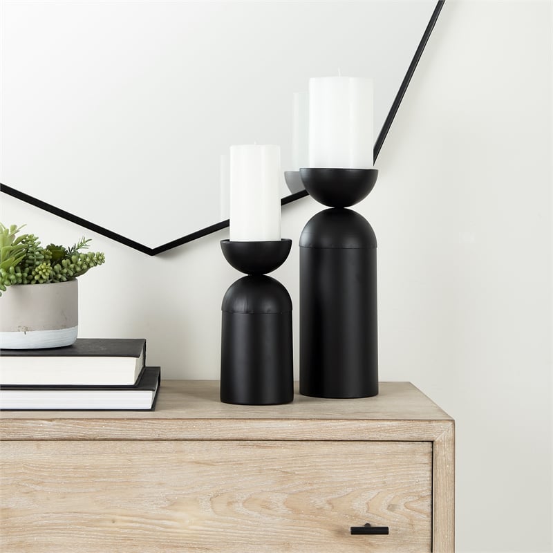 Mercana Alex Metal Decorative Table Candle Holder in Black