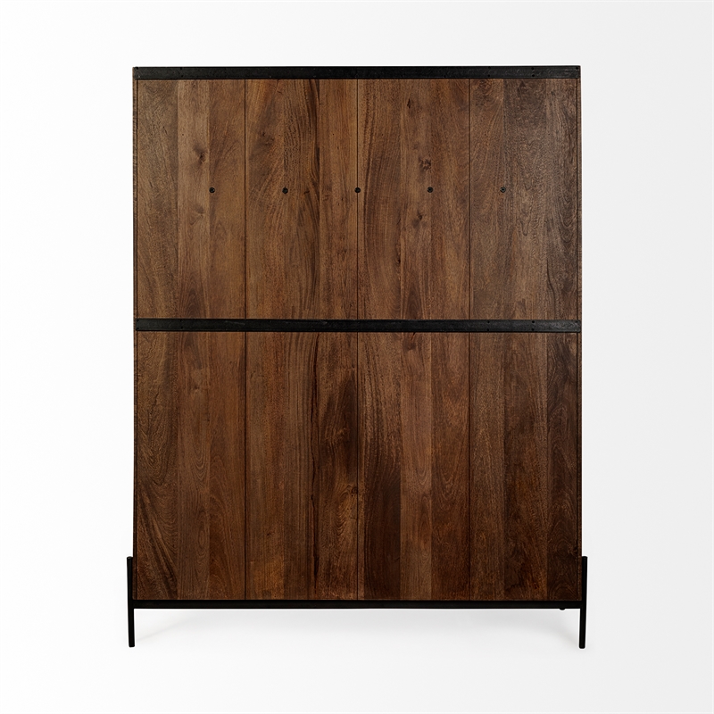 Mercana Glenn V Wood Seated Hall Tree with Storage in Brown