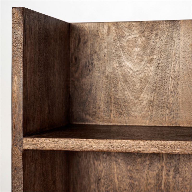 Mercana Glenn V Wood Seated Hall Tree with Storage in Brown