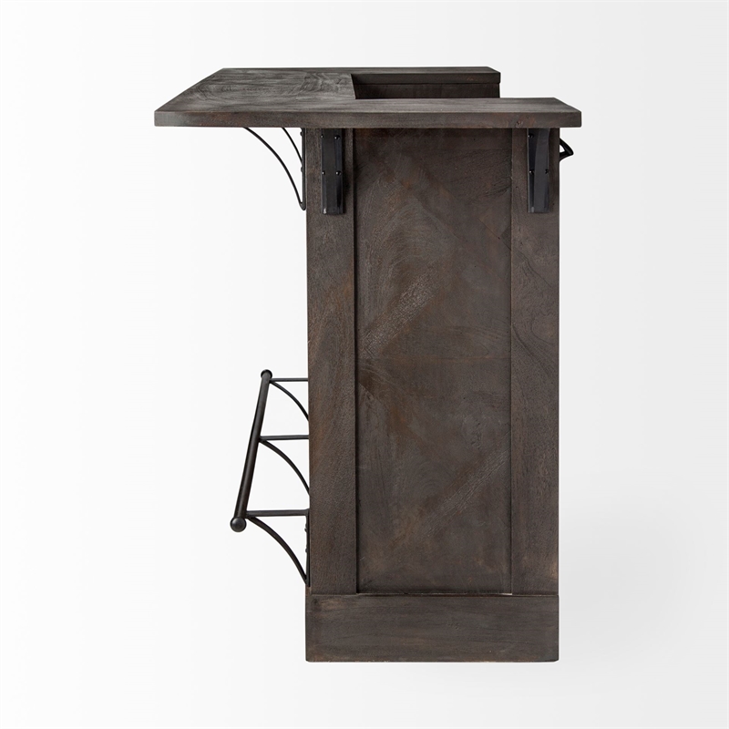 Mercana Cheers Solid Wood Wine Bottle Storage Kitchen Island in Dark Brown