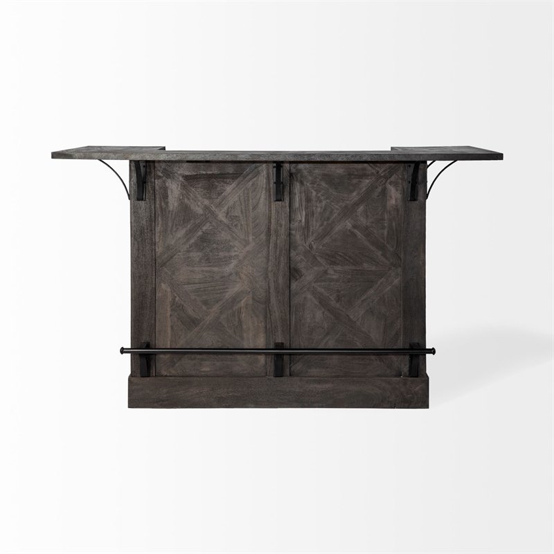Mercana Cheers Solid Wood Wine Bottle Storage Kitchen Island in Dark Brown
