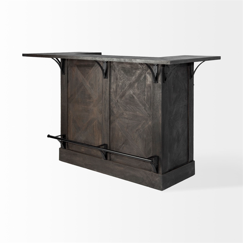 Mercana Cheers Solid Wood Wine Bottle Storage Kitchen Island in Dark Brown