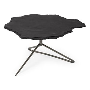 Mercana Pinera I Modern Metal Base Coffee Table in Black Slate