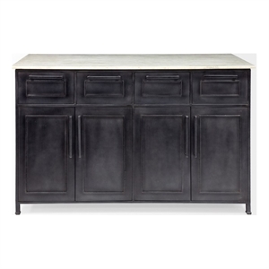 Mercana Fieri 4 Drawer Kitchen Island in Black and White